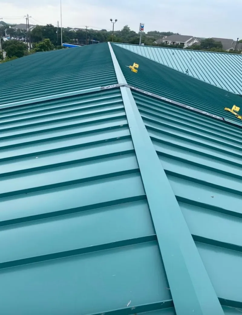 Green commercial metal roof ridge and valley for Metal Roof Repair in West Cocalico